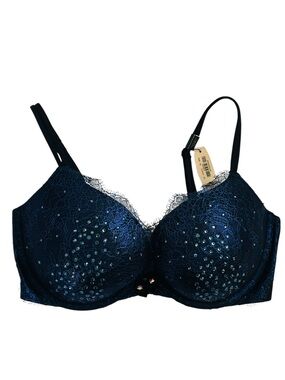 Victoria Secret Very Sexy Navy Lace Underwire with Sparkle Embellishment Bra